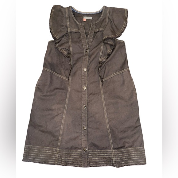 Pilcro Anthropologie Flutter Sleeve Shift Dress Dark Grey XS - Picture 1 of 4